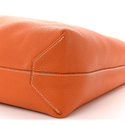 Hermes Taurillon Clemence Double Sens 45 Reversible Tote Orange Gold 17 of 22