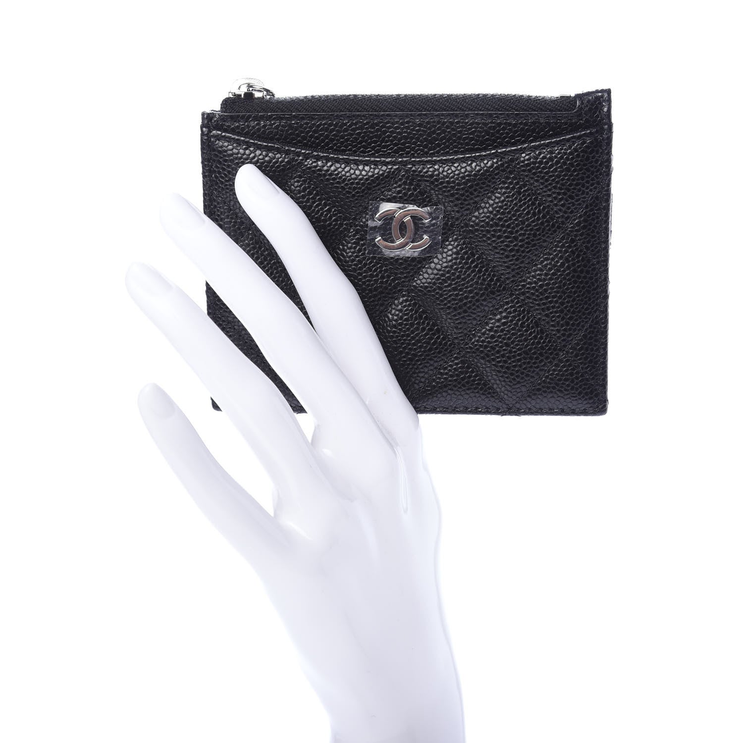 Chanel Caviar Quilted CC Zip Card Holder Black 2 of 8