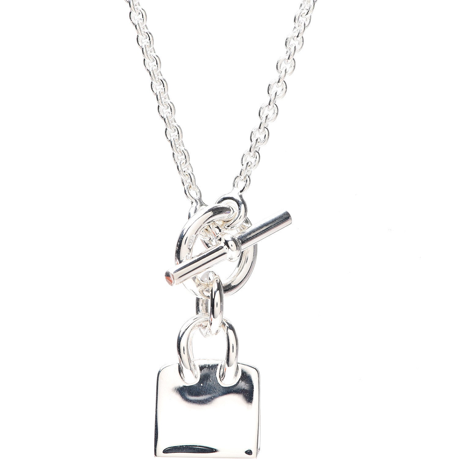 Hermes Sterling Silver Birkin Amulette Pendant Necklace 3 of 4