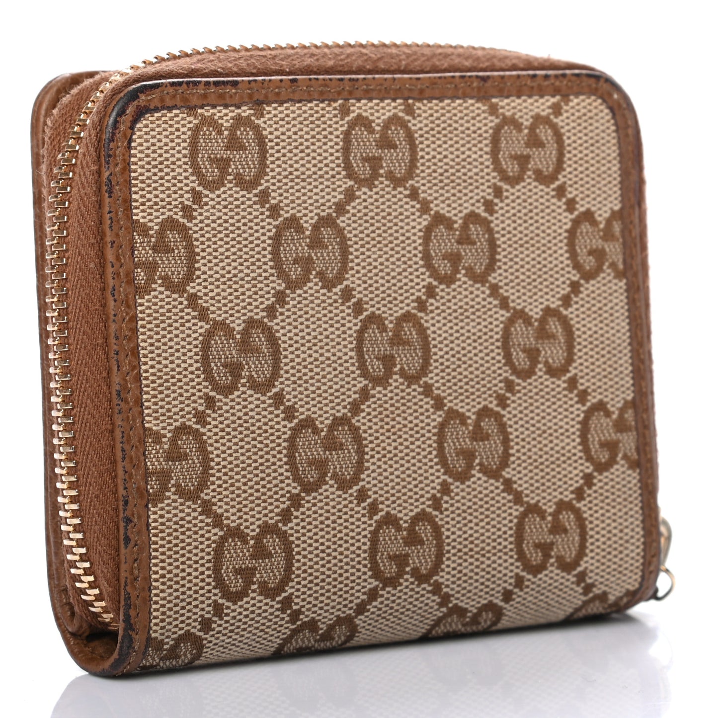 Monogram Dollar Calfskin Zip Around French Wallet Beige Ebony Tabacco