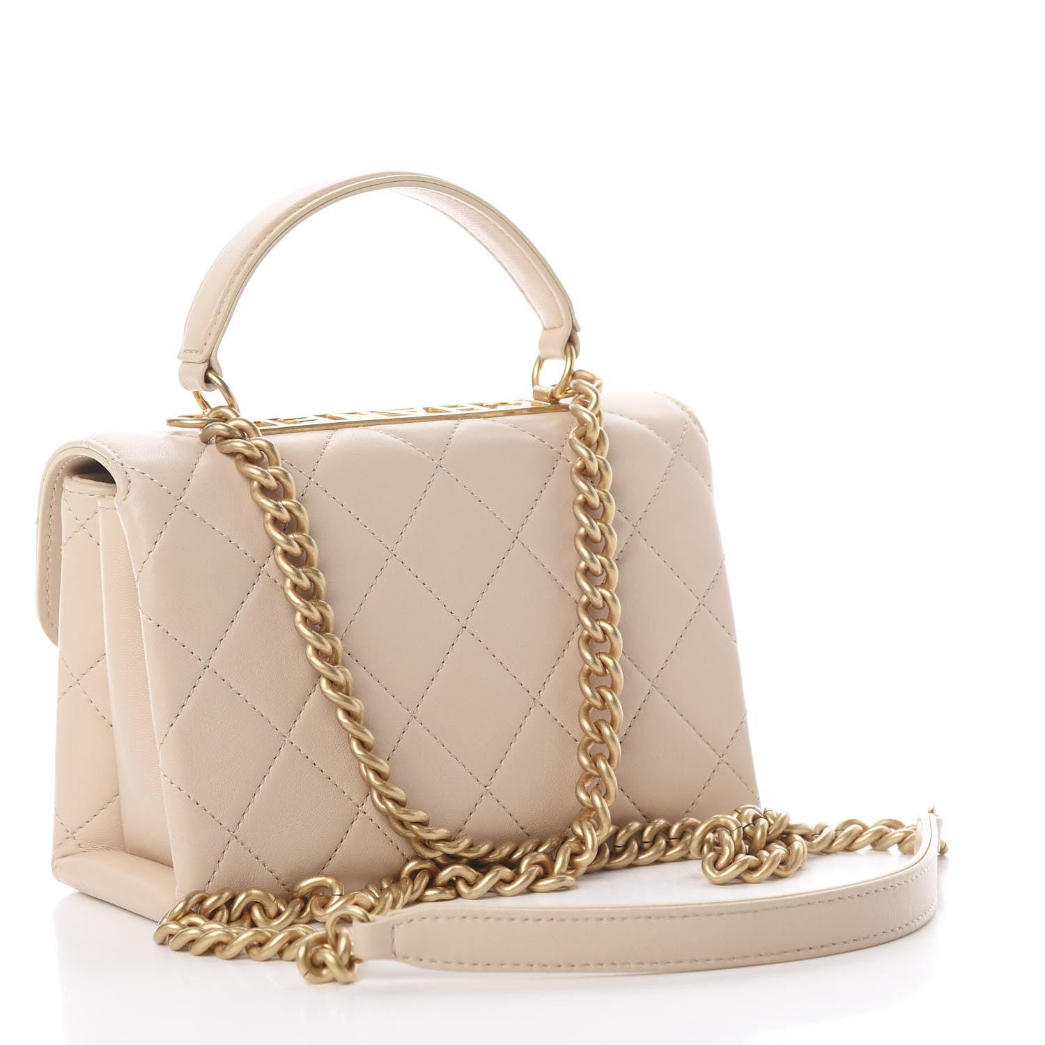 Chanel Lambskin Quilted Small Trendy Spirit Top Handle Bag Beige 2 of 10