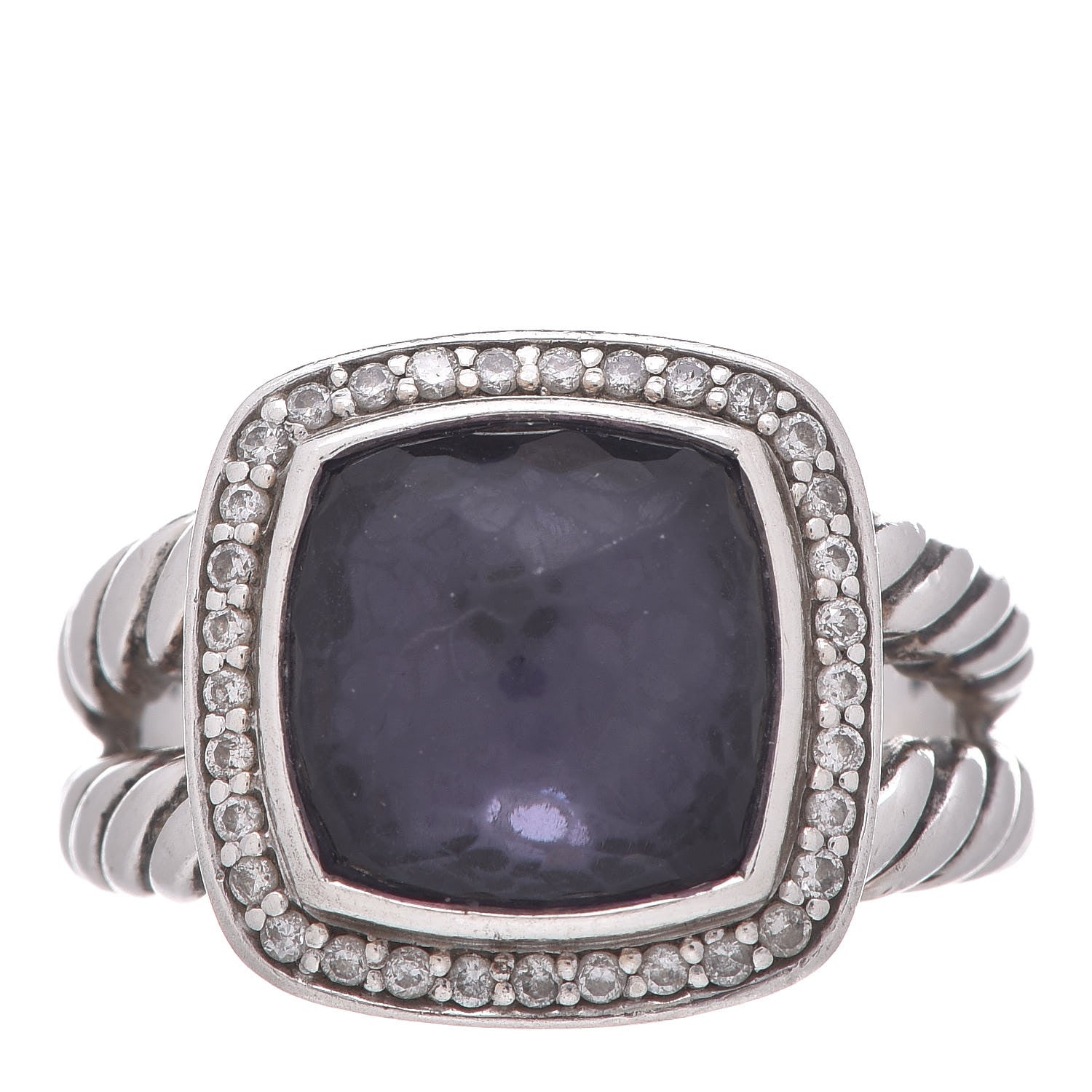 David Yurman Sterling Silver Diamond Black Orchid 11mm Albion Ring 58 8.5 1 of 5