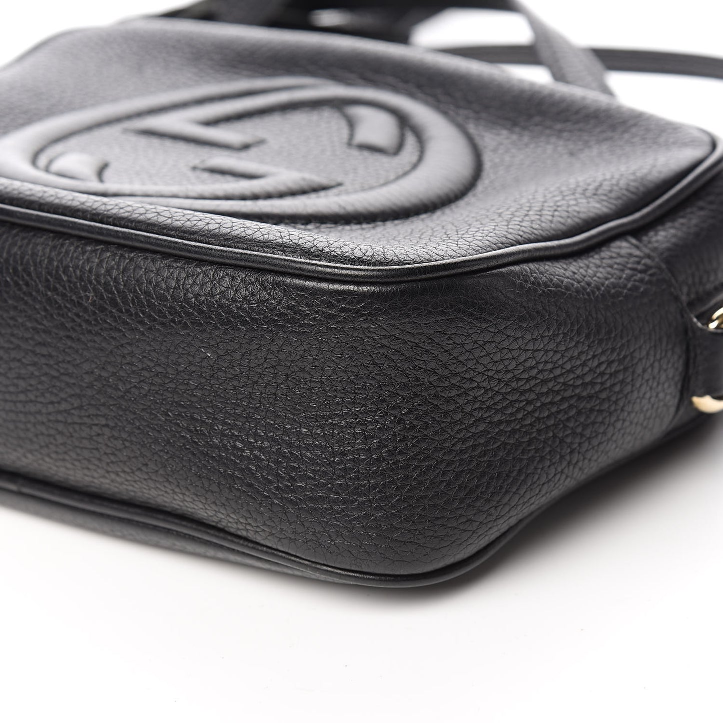 Pebbled Calfskin Small Soho Disco Bag Black