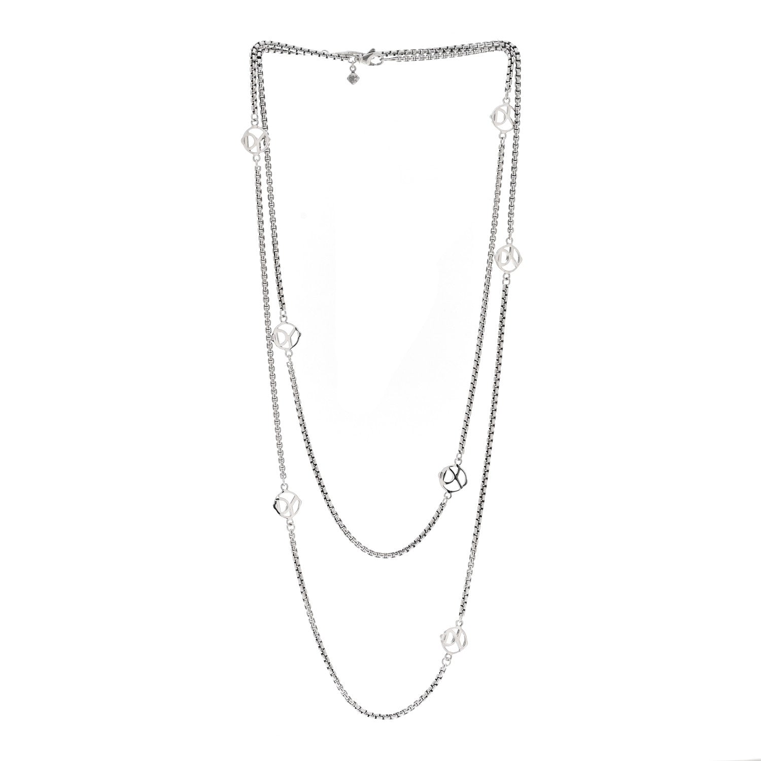 David Yurman Sterling Silver Logo Station Necklace 46" 3 of 5