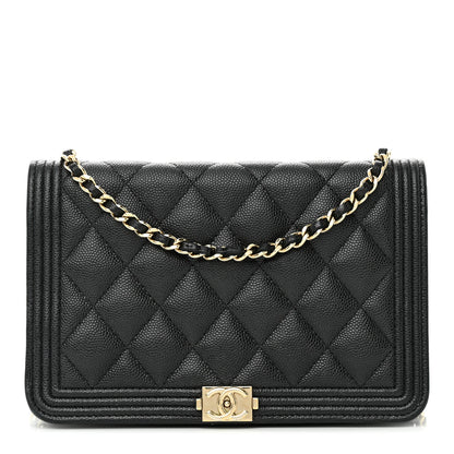 Chanel Caviar Quilted Boy Wallet On Chain WOC Black 1 of 12