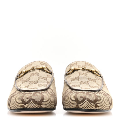 Gucci Monogram Jumbo GG Malaga Kid Womens Princetown Slippers 38.5 Camel Ebony New Acero Beige 3 of 9