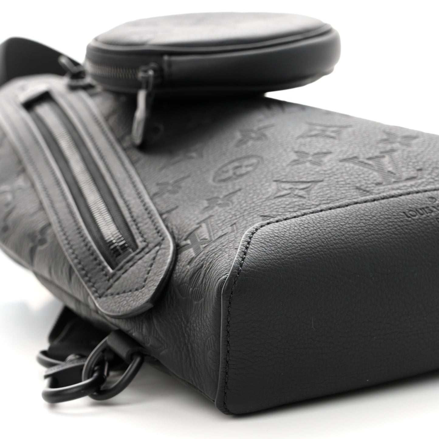 Calfskin Shadow Monogram Duo Slingbag Black