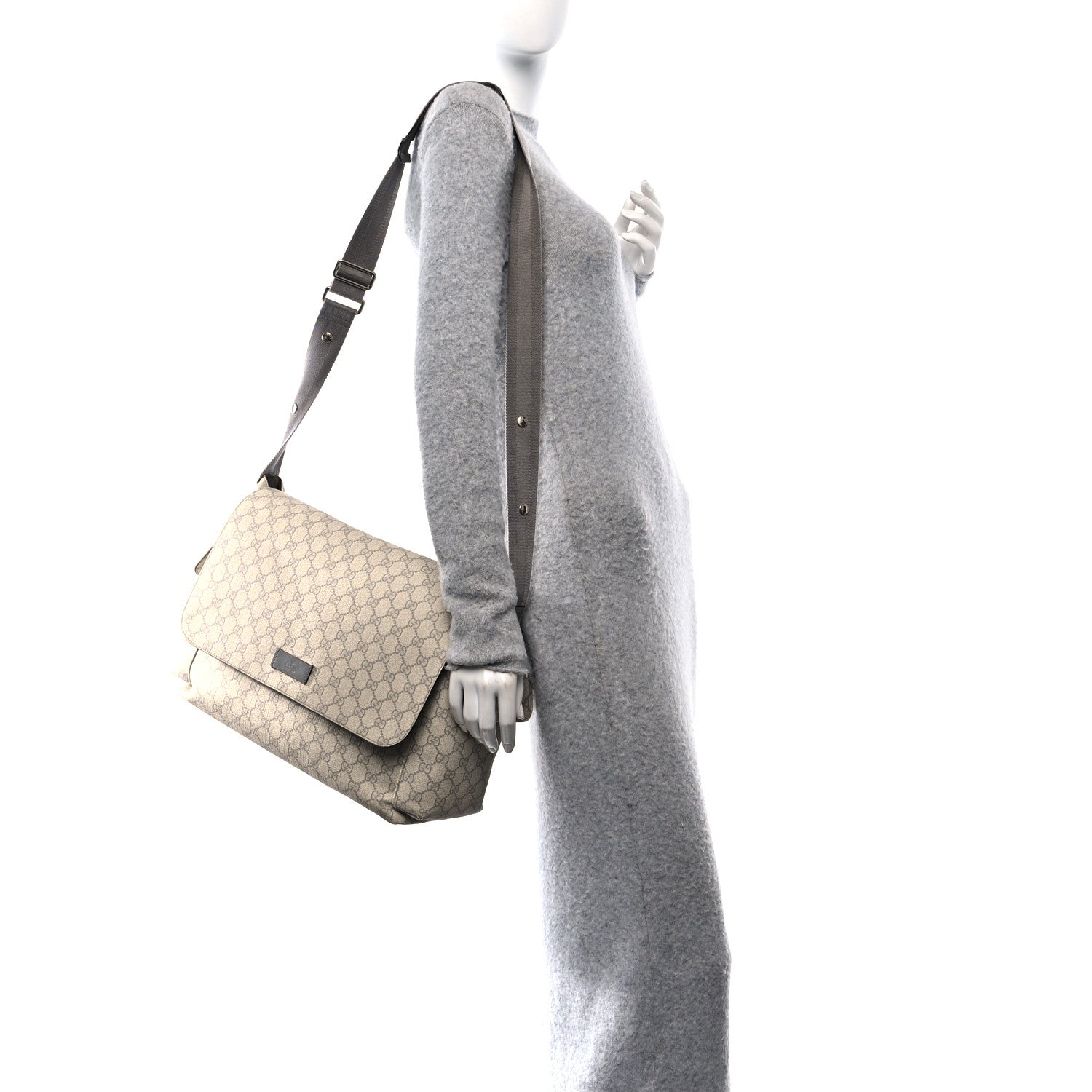 Gucci GG Plus Monogram Messenger Diaper Bag Ecru Grigio 2 of 14