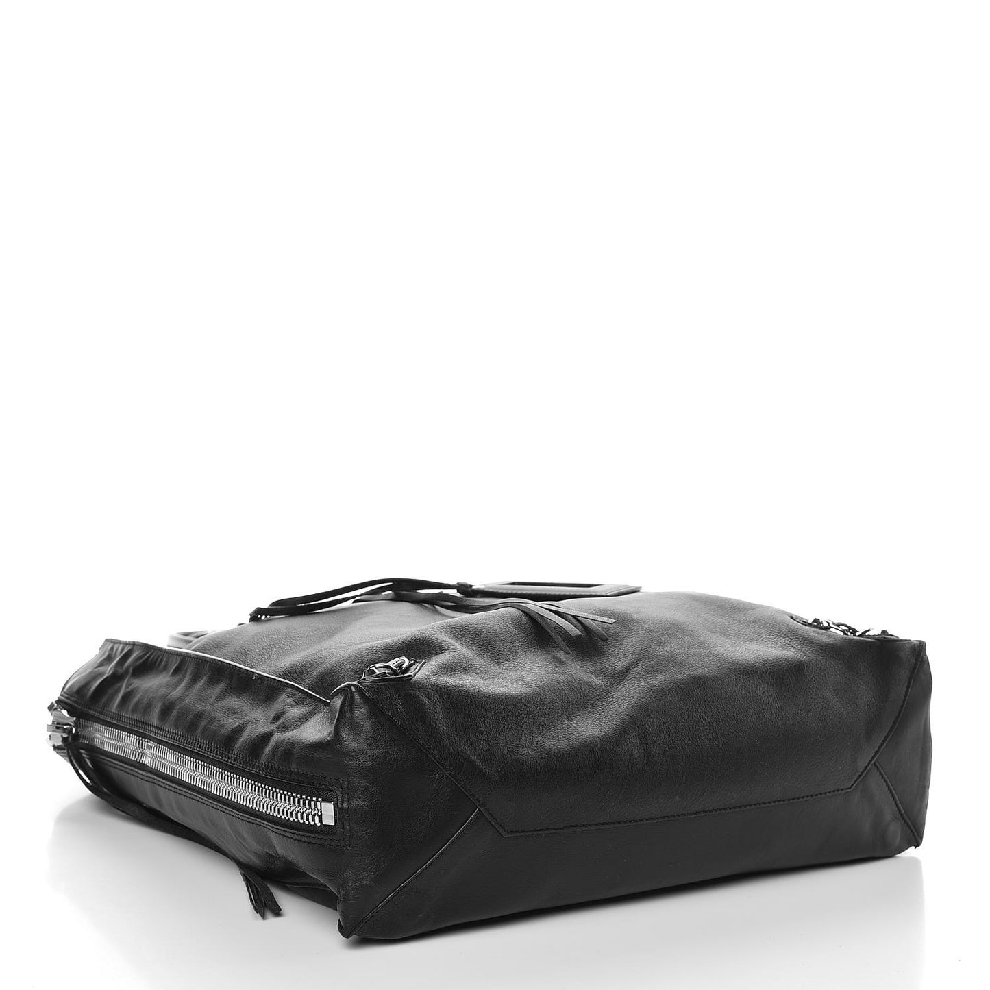 Calfskin Papier Ledger Zip Around Tote Black