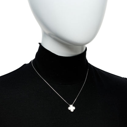 Van Cleef & Arpels 18K White Gold Mother Of Pearl Vintage Alhambra Pendant Necklace 2 of 6