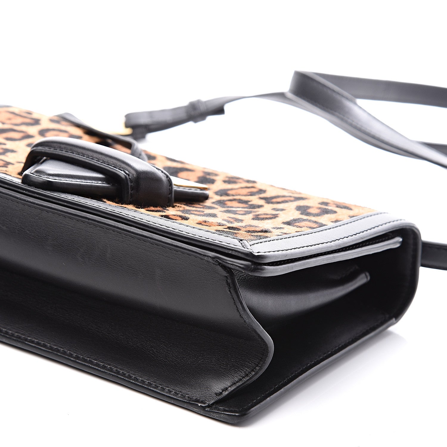 Loewe Calfskin Pony Hair Leopard Print Medium Barcelona Shoulder Bag Black 8 of 9