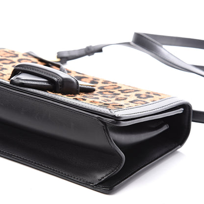 Loewe Calfskin Pony Hair Leopard Print Medium Barcelona Shoulder Bag Black 8 of 9