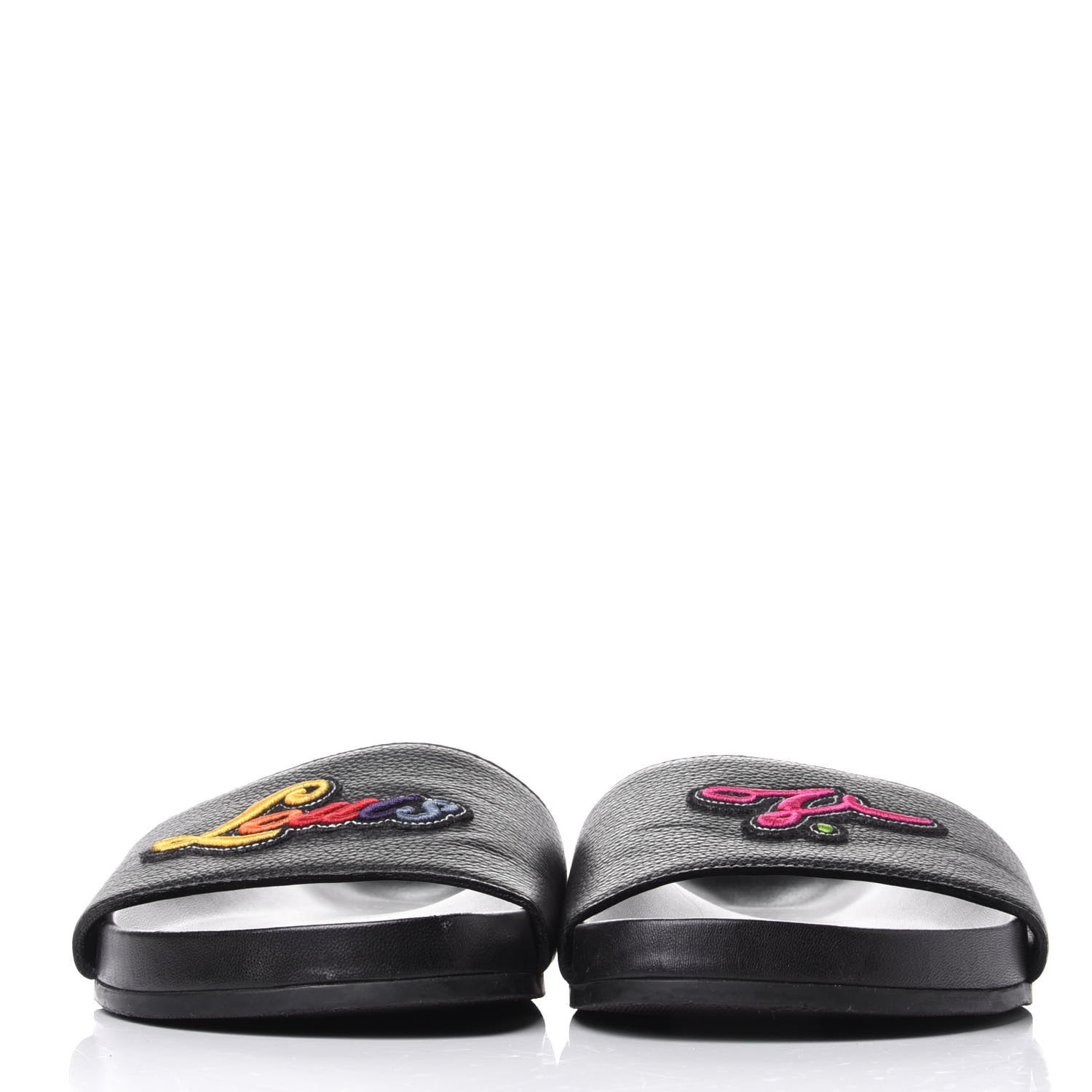 Louis Vuitton Calfskin Mens New Wave Mirabeau Flat Mules Black 2 of 10