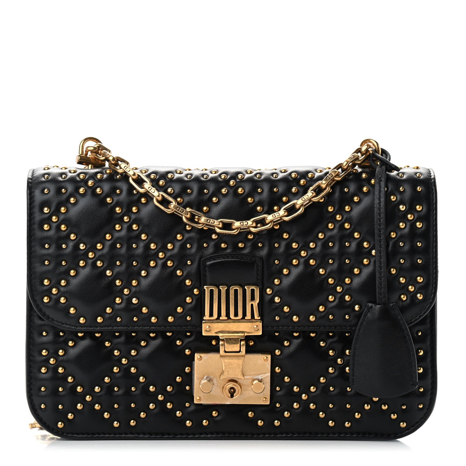 Christian Dior Lambskin Cannage Studded Large Dioraddict Flap Bag Black 1 of 8