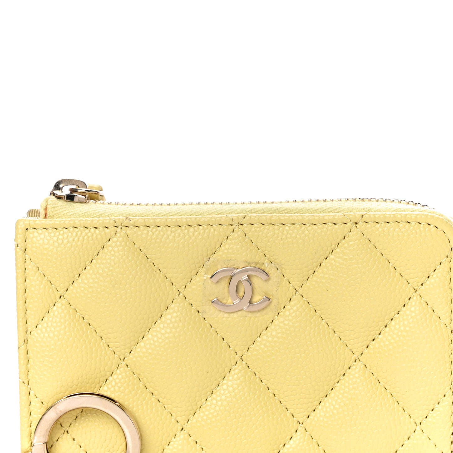 Caviar Quilted Zipped Key Holder Case Yellow