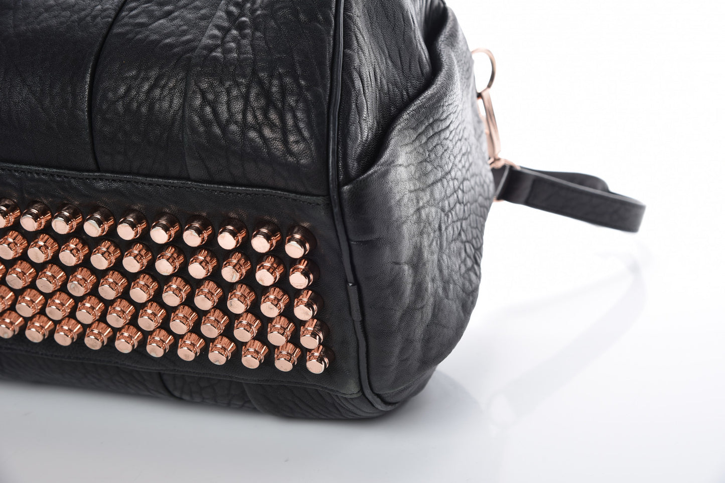 Pebbled Lambskin Rocco Black Rose Gold Hardware