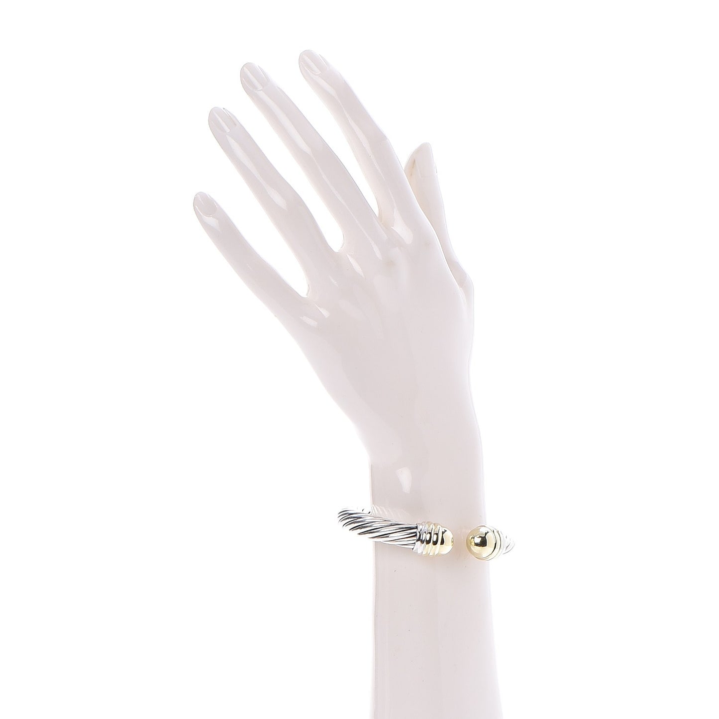 Sterling Silver 14K Yellow Gold 10mm Cable Classics Bracelet