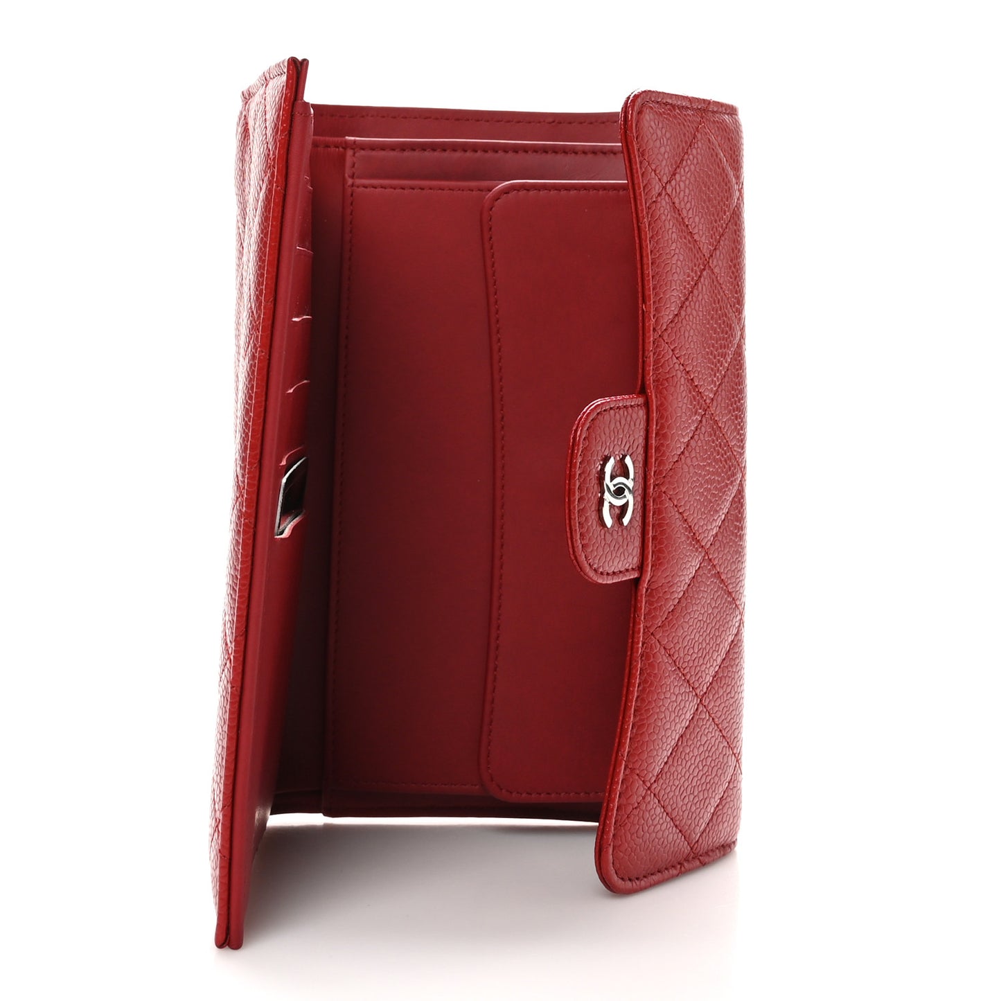 Caviar Quilted Large Flap Wallet Red