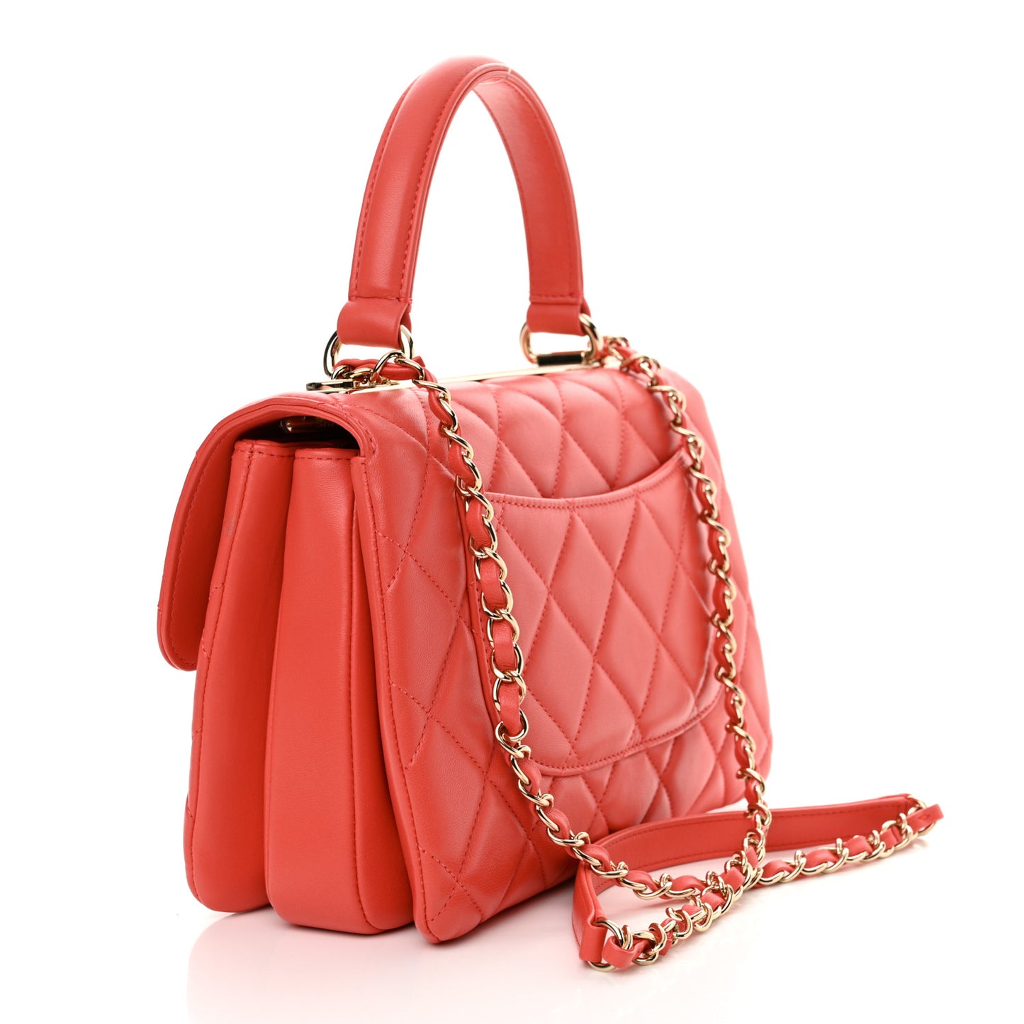 Lambskin Quilted Small Trendy CC Flap Dual Handle Bag Bright Pink