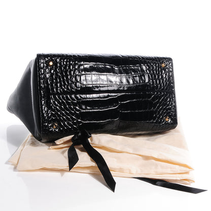 Lanvin Calfskin Croc Stamp Large Trilogy Shopper Black 4 of 13