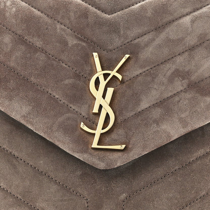 Saint Laurent Suede Y Quilted Monogram Medium Loulou Chain Satchel Taupe 9 of 12