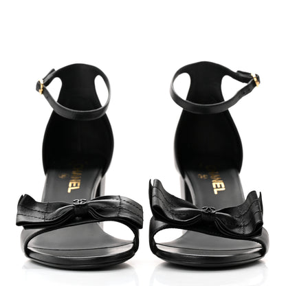 Chanel Lambskin CC Bow Sandals 41 Black 2 of 14