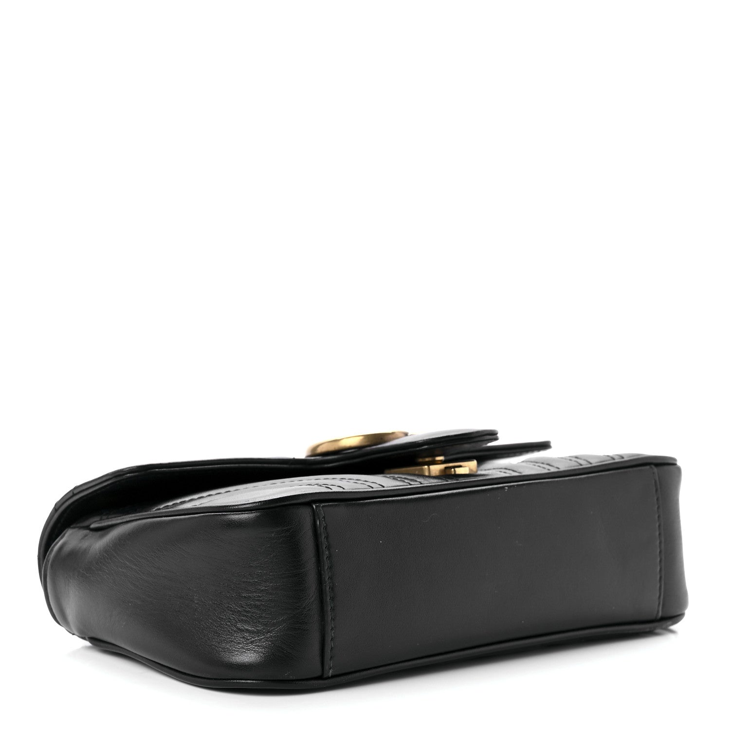 Gucci Calfskin Matelasse Mini GG Marmont Shoulder Bag Black 3 of 9