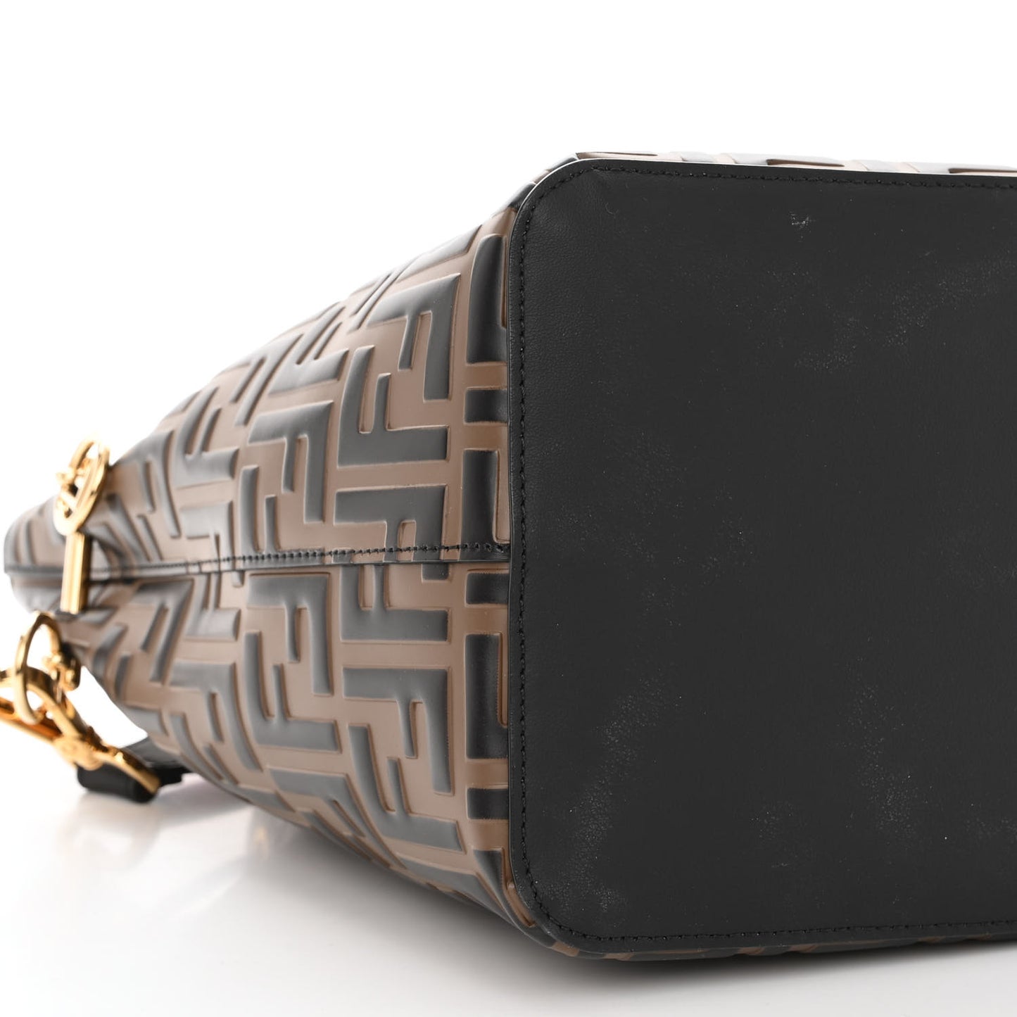 Vitello Grace F is Fendi Bi-Color FF 1974 Embossed Grande Mon Tresor Bucket Bag Maya Black Fragola
