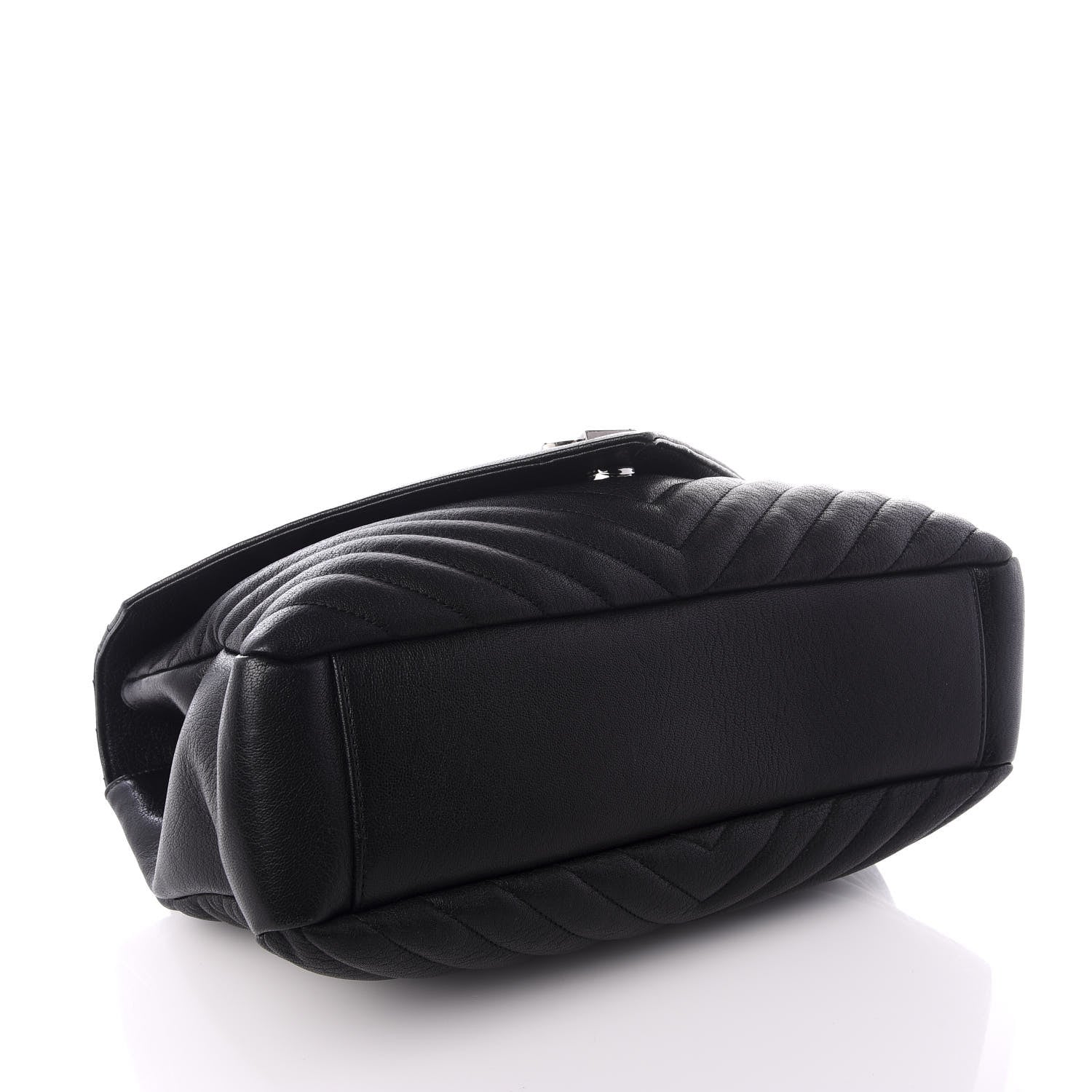 Saint Laurent Sheepskin Matelasse Chevron Monogram Large College Satchel Black 3 of 8