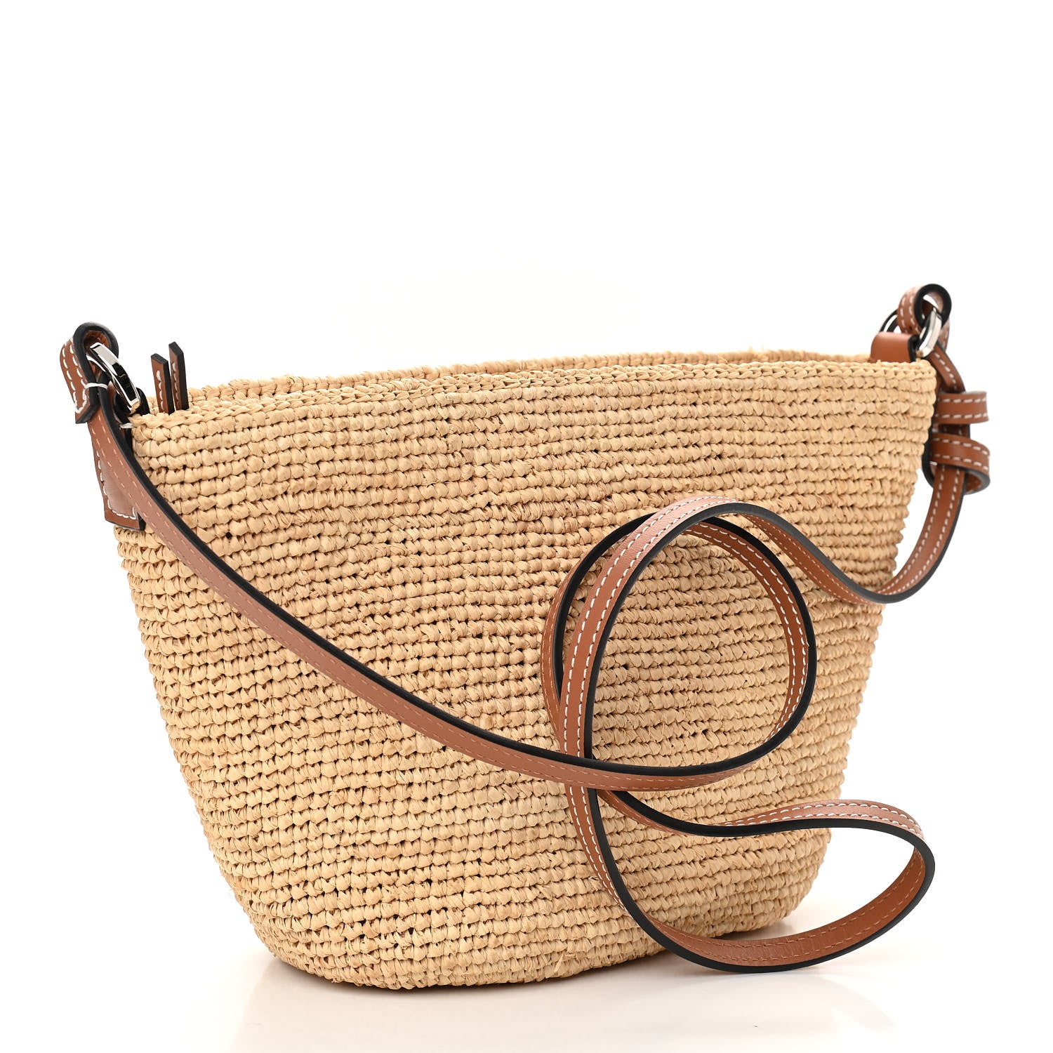 Loewe Calfskin Raffia Paulas Ibiza Pochette Bag Natural Tan 3 of 9