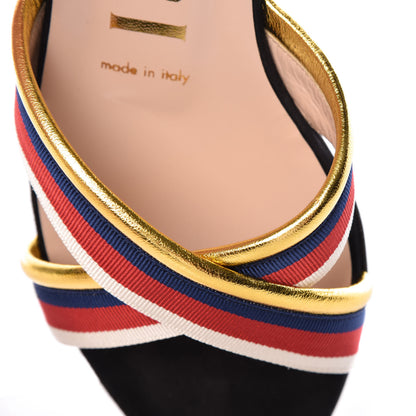 Gucci Metallic Nappa Sylvie Web Sandal 37 Gold 8 of 9