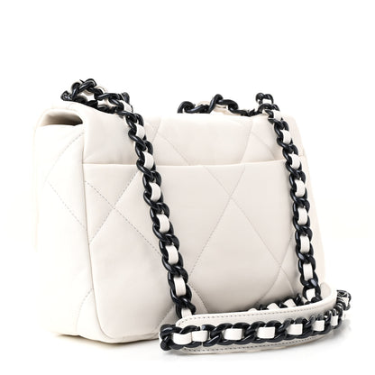 Chanel Glossy Calfskin Quilted Medium Chanel 19 Flap White Black 3 of 11