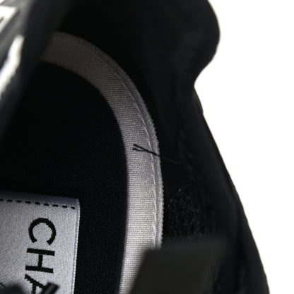 Chanel Velvet Calfskin Mixed Fibers CC Sneakers 39 Ivory Black 9 of 12