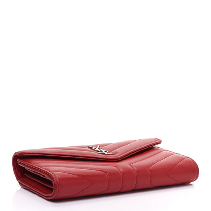 Saint Laurent Lambskin Y Quilt Monogram Large Loulou Flap Wallet Rouge Eros 3 of 13