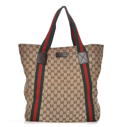 Gucci GG Monogram Medium Web Handle Vertical Tote Dark Brown 1 of 6