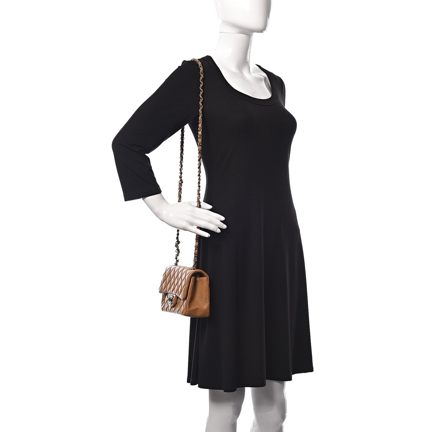 Lambskin Quilted Mini Rectangular Flap Brown