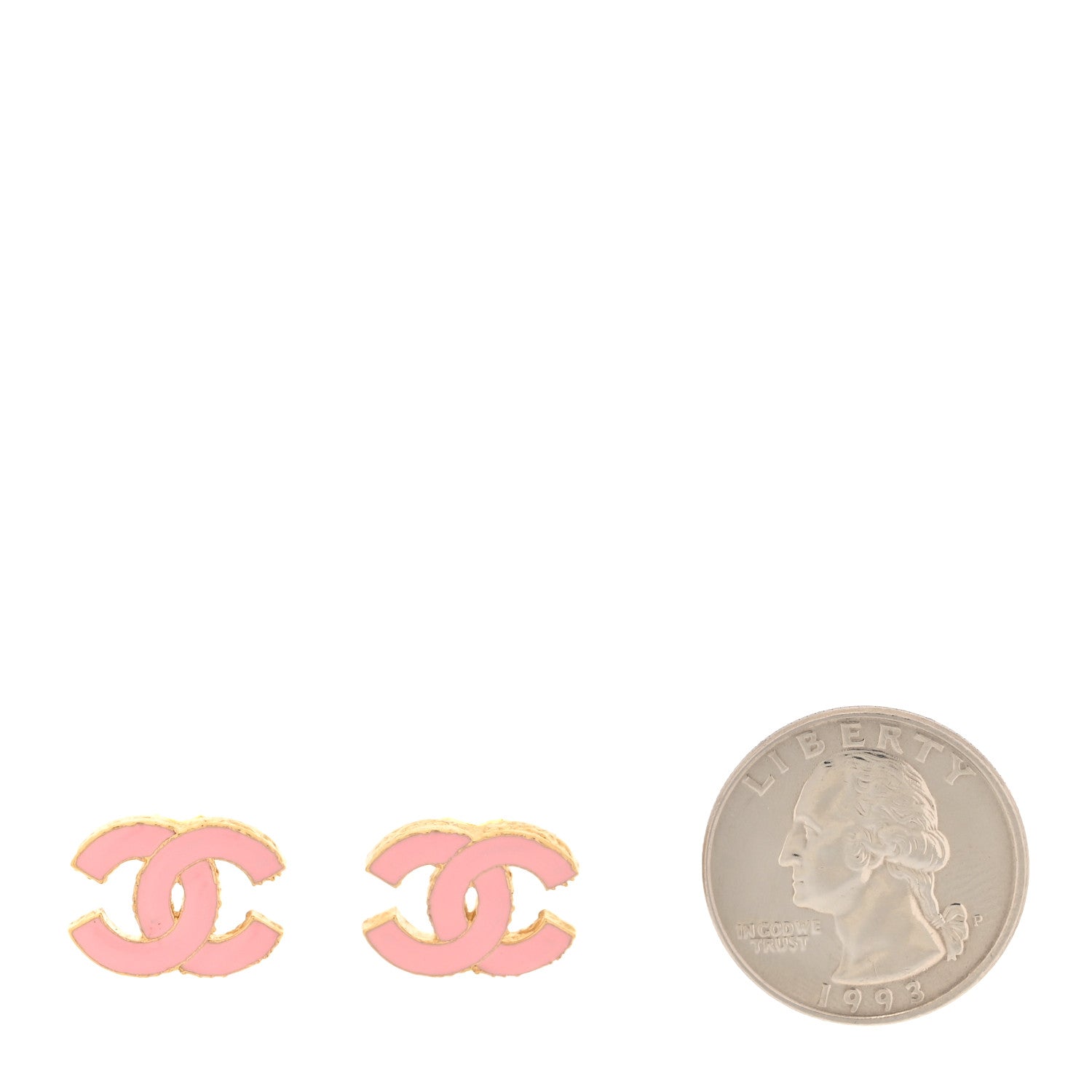 Chanel Metal Enamel CC Earrings Pink Gold 2 of 5