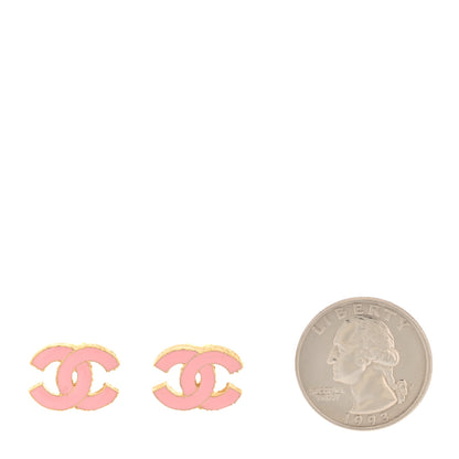 Chanel Metal Enamel CC Earrings Pink Gold 2 of 5