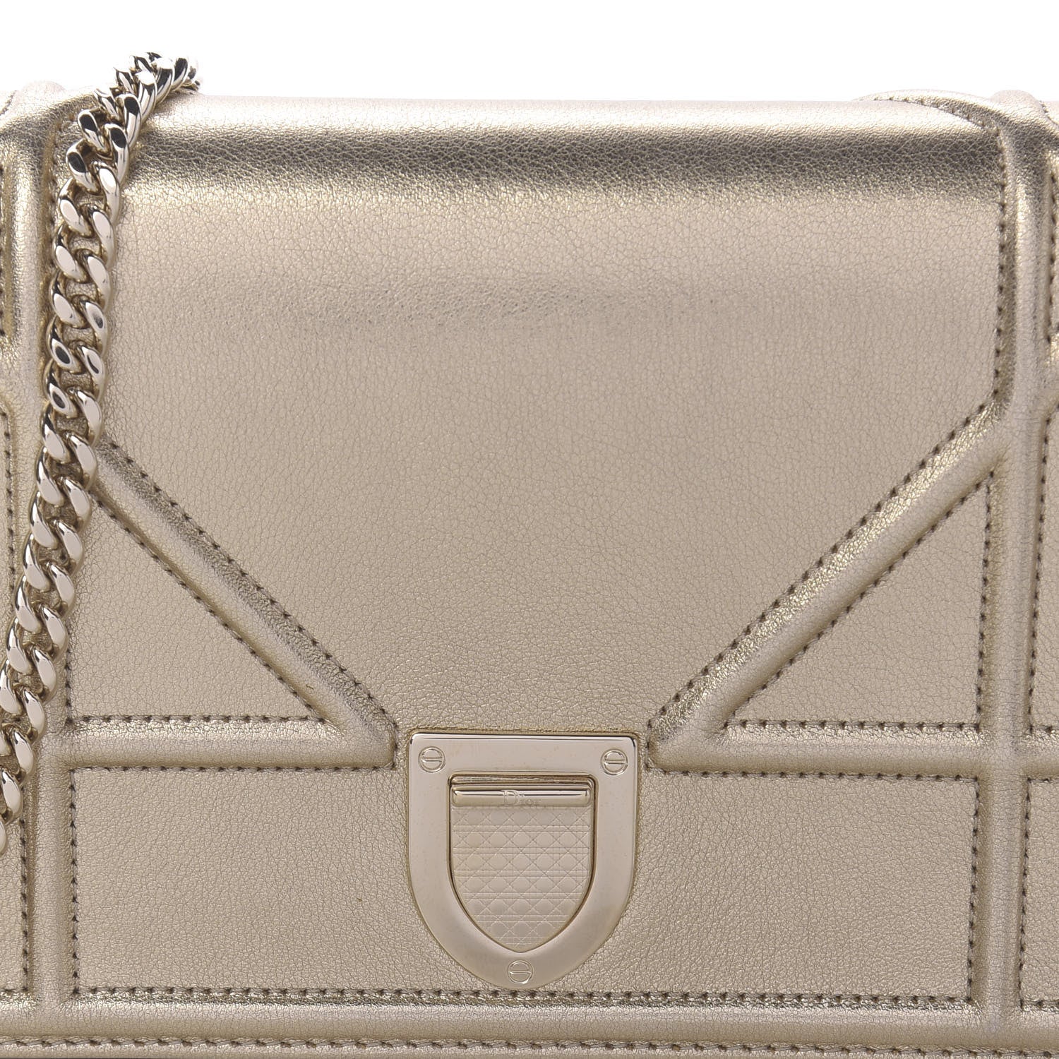 Christian Dior Metallic Calfskin Diorama Wallet on Chain Pouch Light Gold 8 of 8