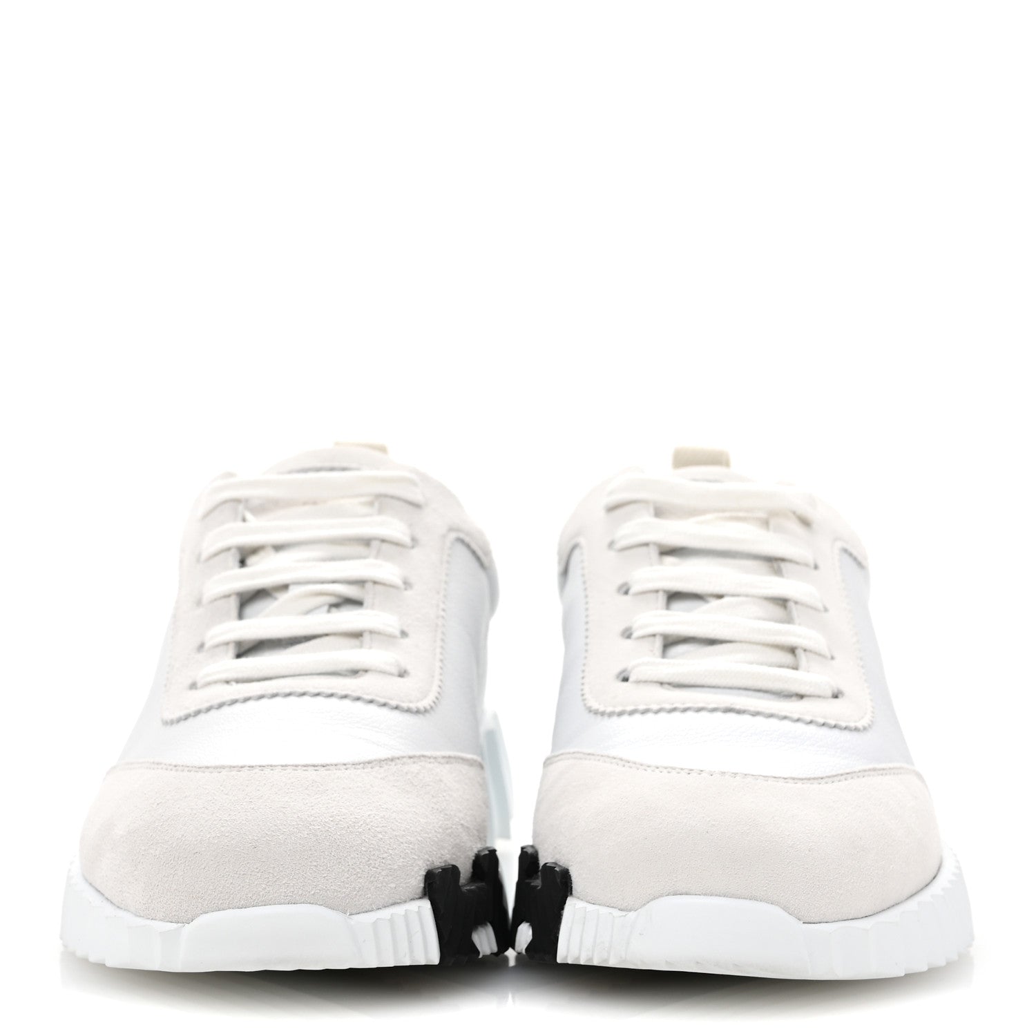 Hermes Goatskin Suede Goatskin Womens Bouncing Sneakers  38 White 3 of 10