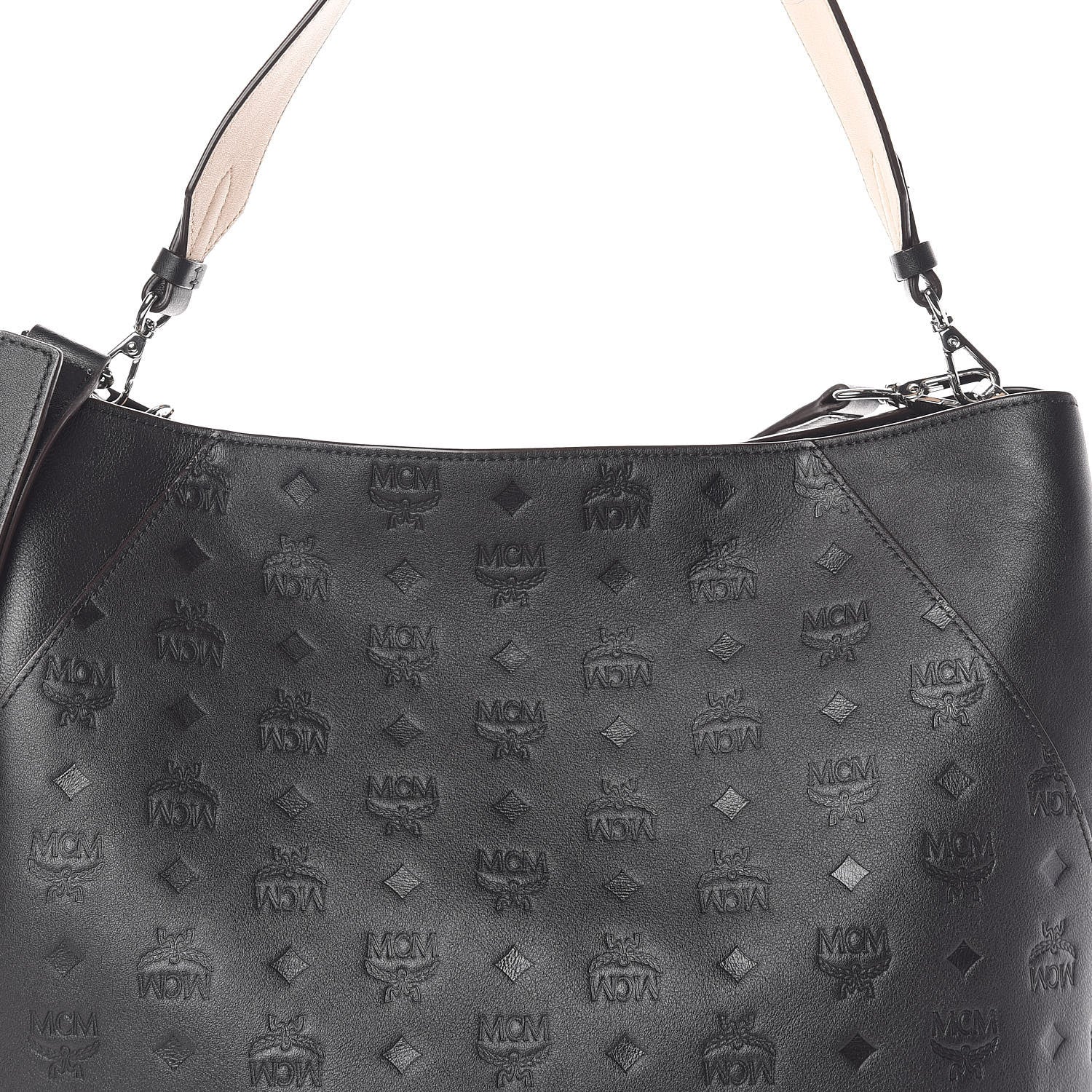MCM Calfskin Ottomar Monogram Large Klara Hobo Black 7 of 9