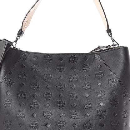 MCM Calfskin Ottomar Monogram Large Klara Hobo Black 7 of 9