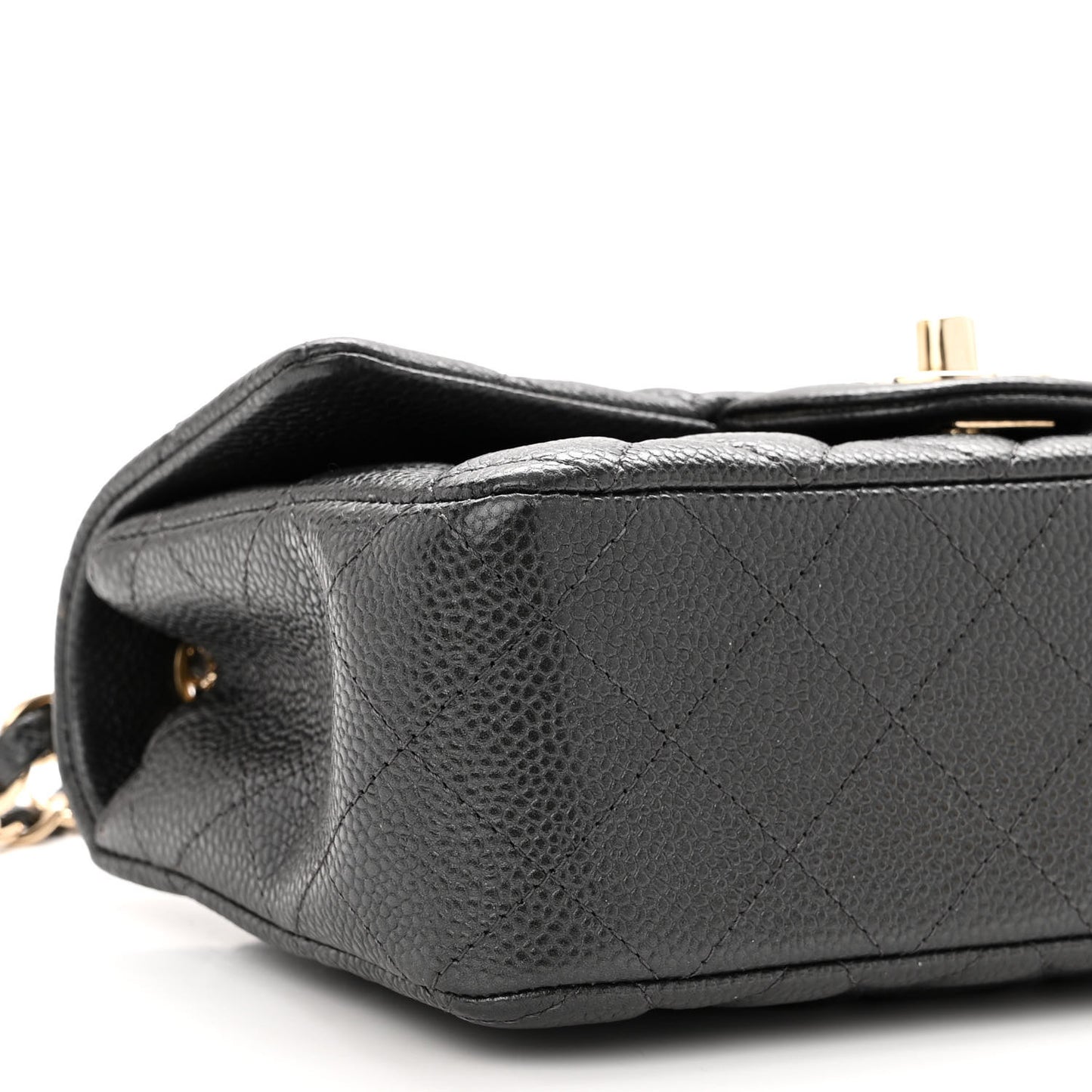 Caviar Quilted Mini Rectangular Flap Dark Grey