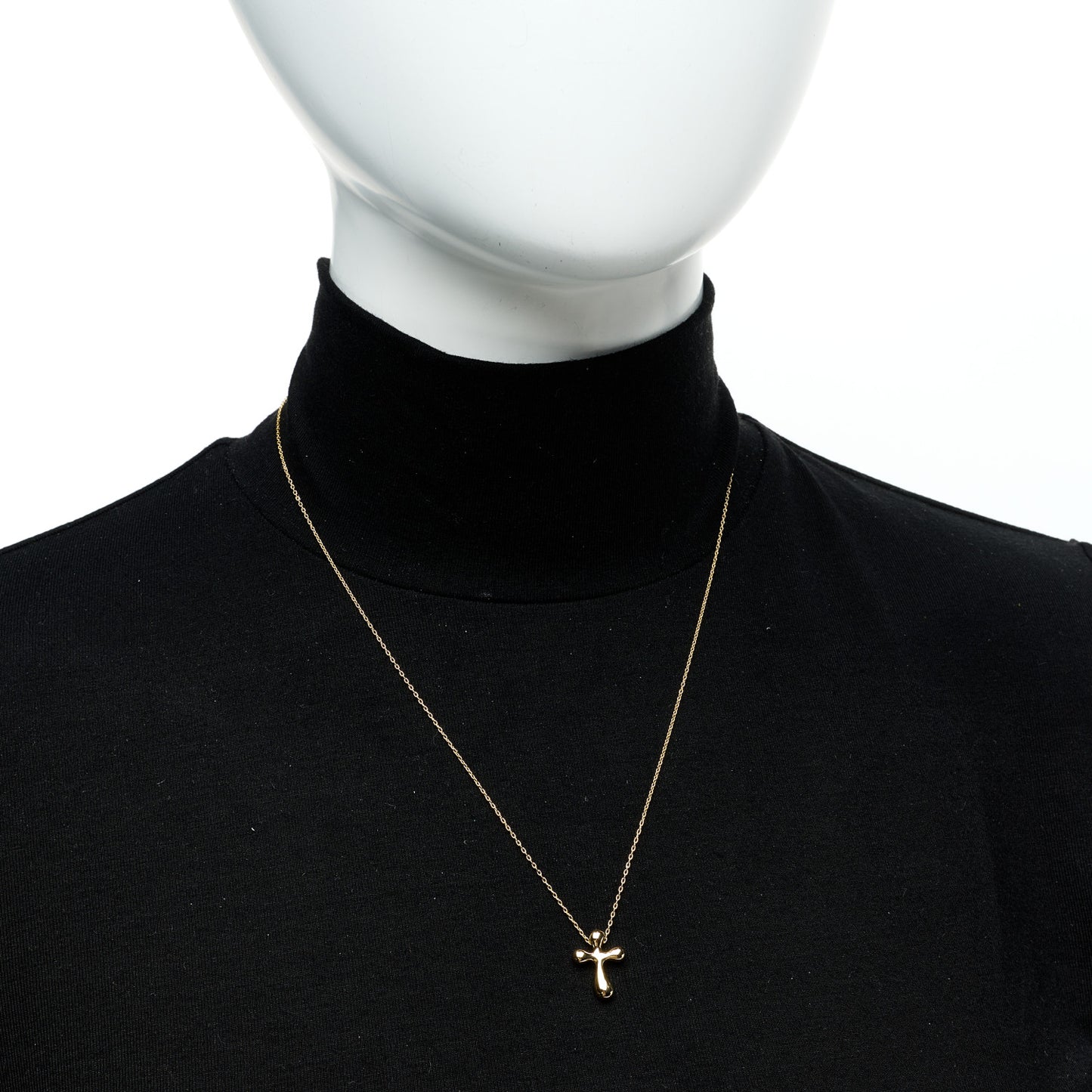 18K Yellow Gold 12mm Elsa Peretti Cross Pendant Necklace