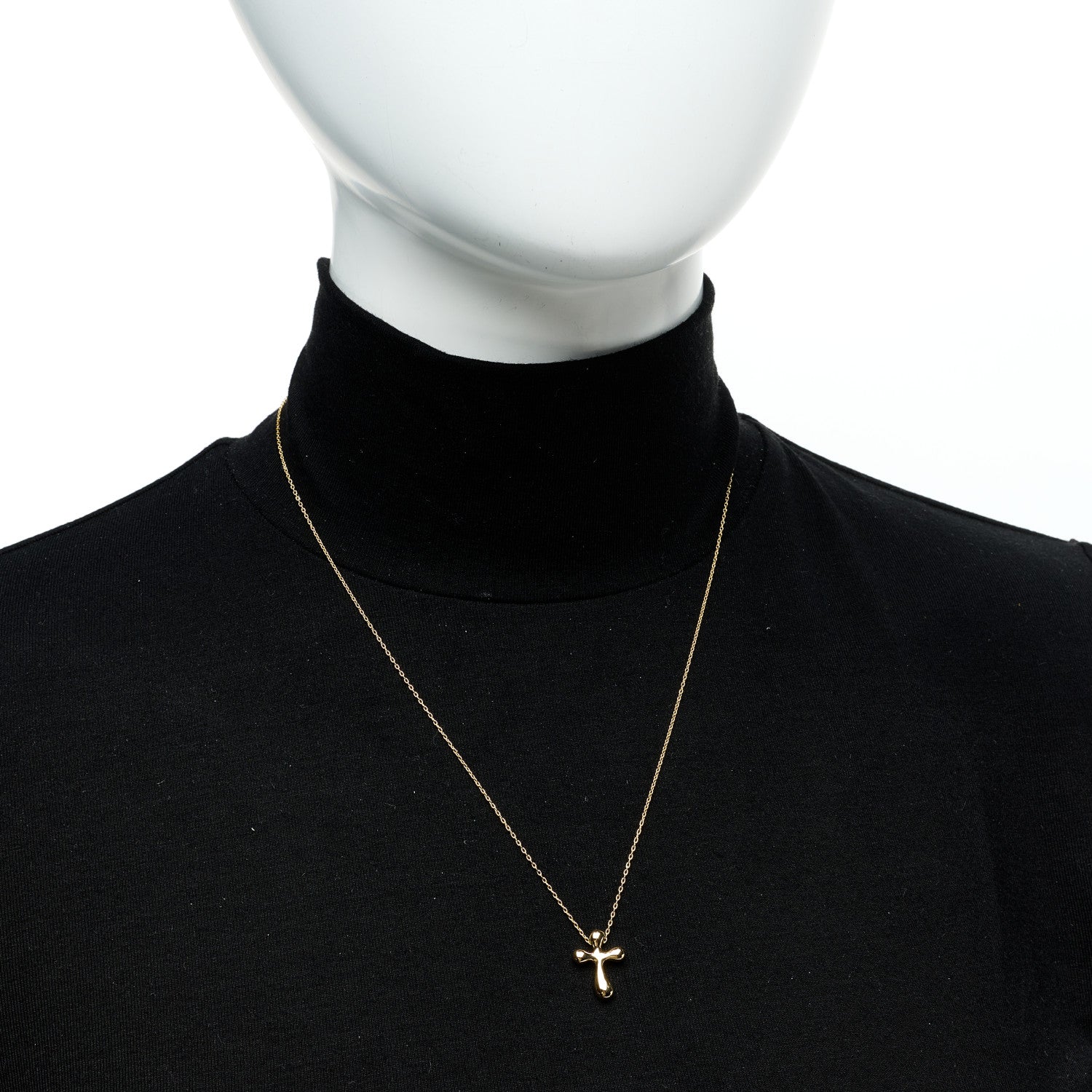 Tiffany 18K Yellow Gold 12mm Elsa Peretti Cross Pendant Necklace 2 of 6