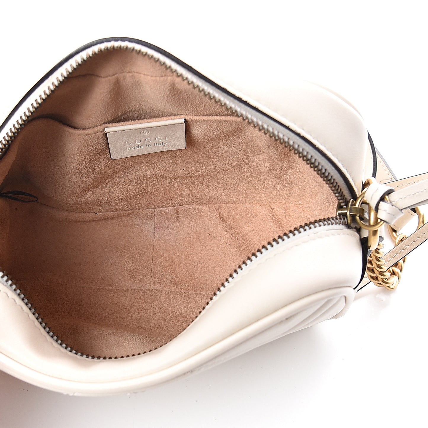 Calfskin Matelasse Mini GG Marmont Chain Shoulder Bag White