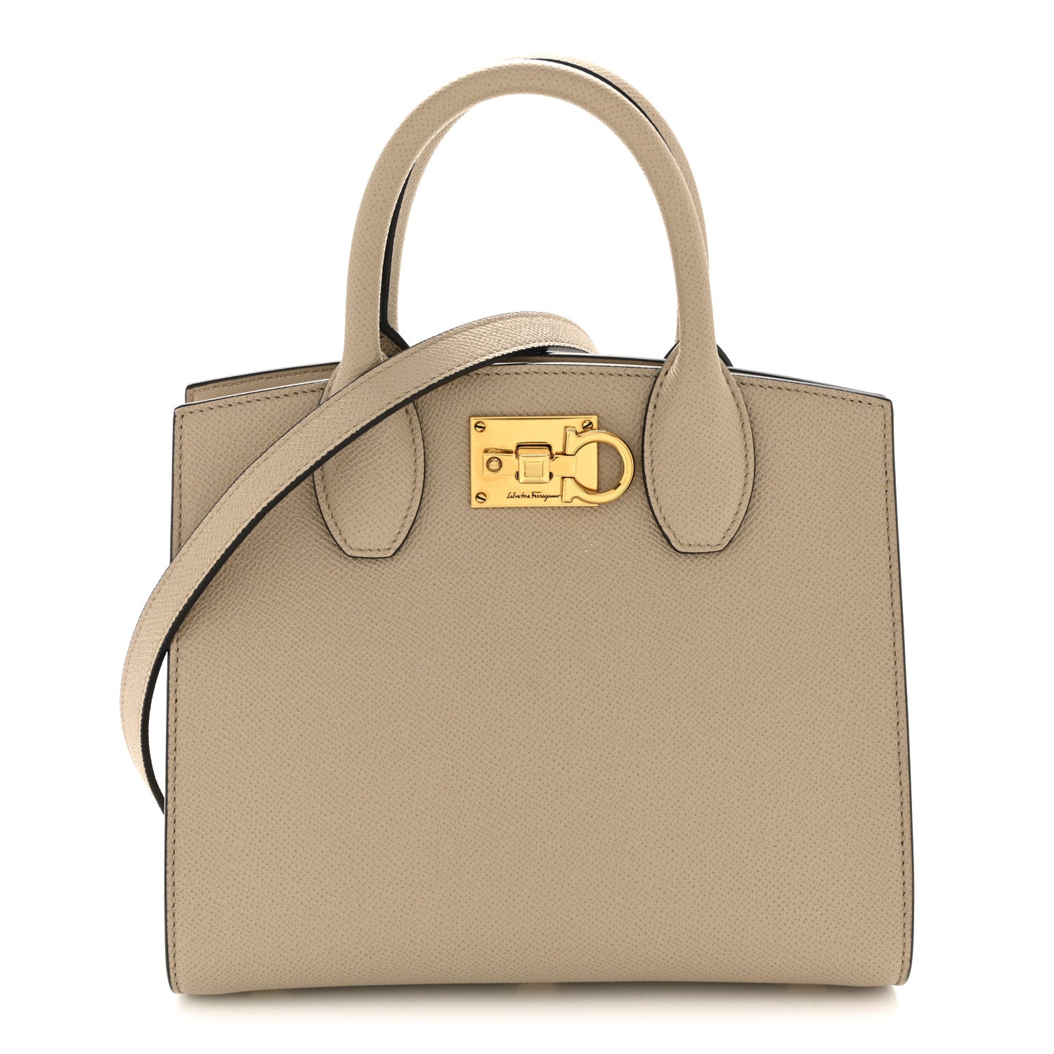 Salvatore Ferragamo Calfskin Small The Studio Box Bag Daino 1 of 10