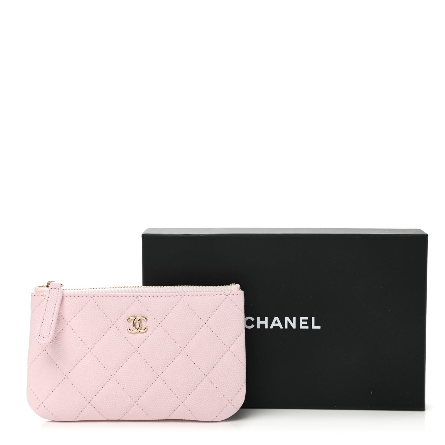 Caviar Quilted Small Cosmetic Case Light Pink
