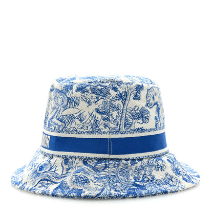 Christian Dior Canvas Toile de Jouy Sauvage Diorivera D-Bobby Small Brim Bucket Hat 59 Fluorescent Blue 4 of 7