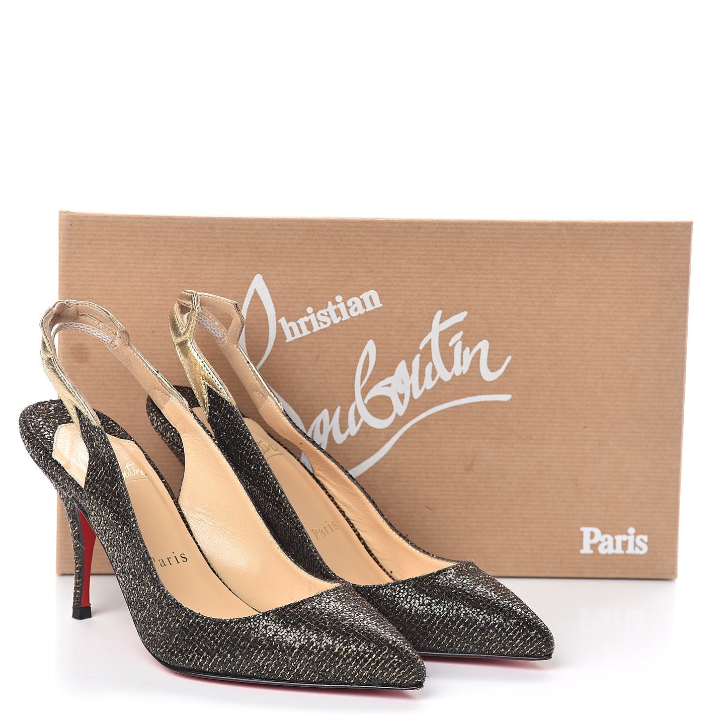 Glitter Nappa Laminato Back2 85 Slingback Pumps 35 Black Mekong